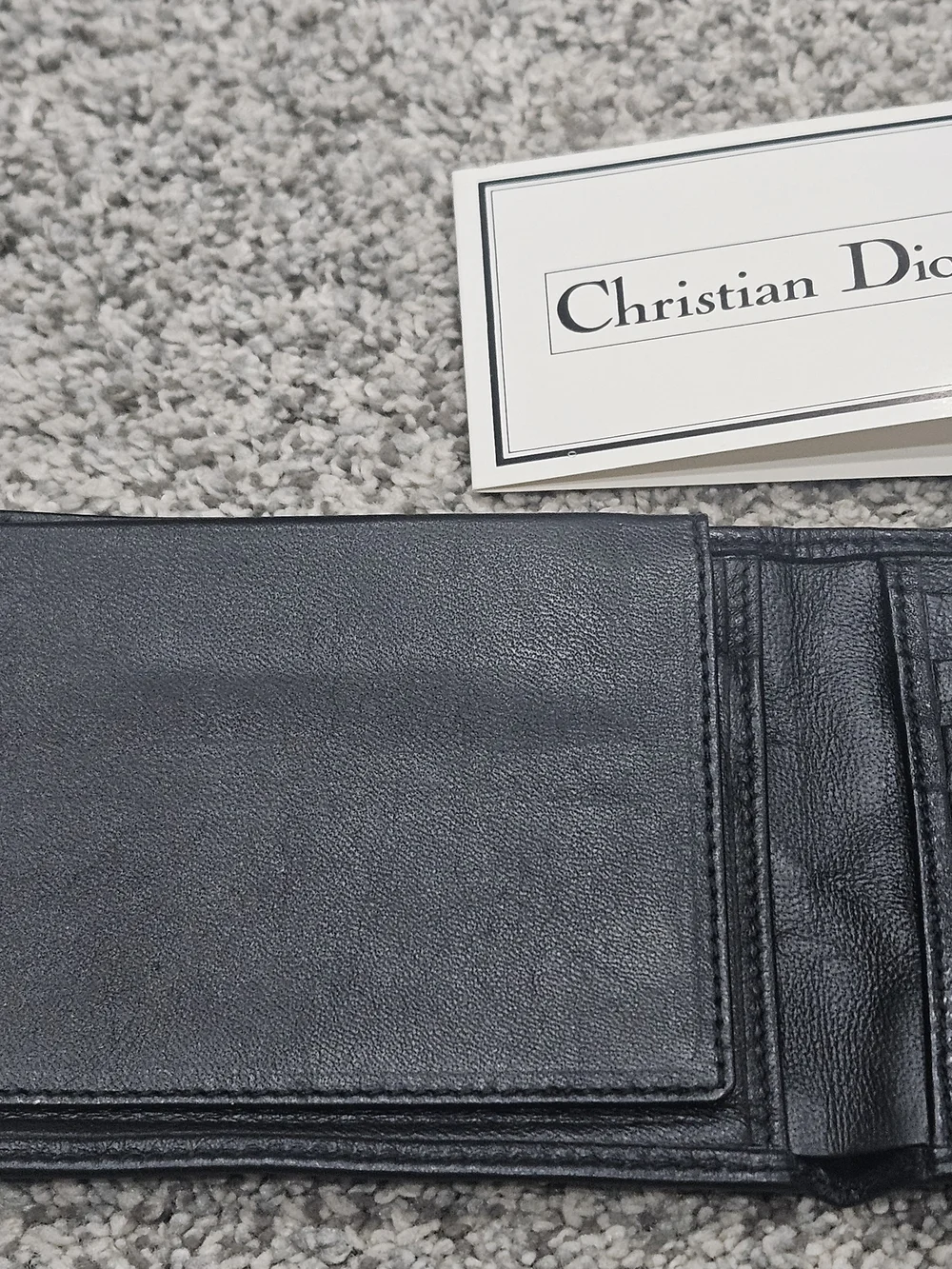 Dior Black Leather Bi-Fold Wallet with Card Slots